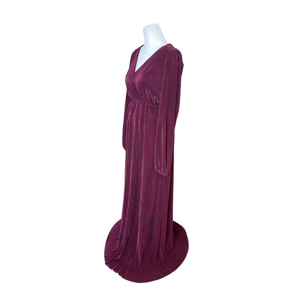 Baltic Born Venus Pleated Maxi Dress Burgundy Women’s Size Small Wedding Elegant - Picture 6 of 10